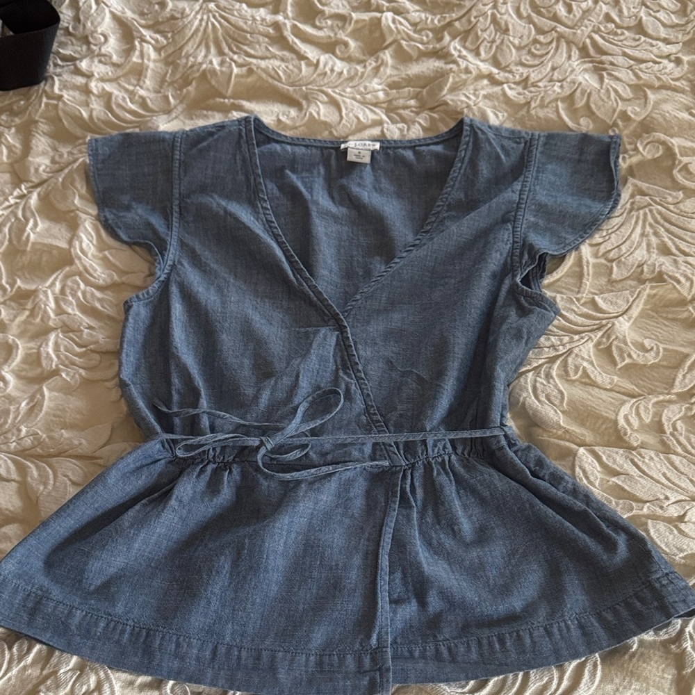 J. Crew Blue Wrap Blouse